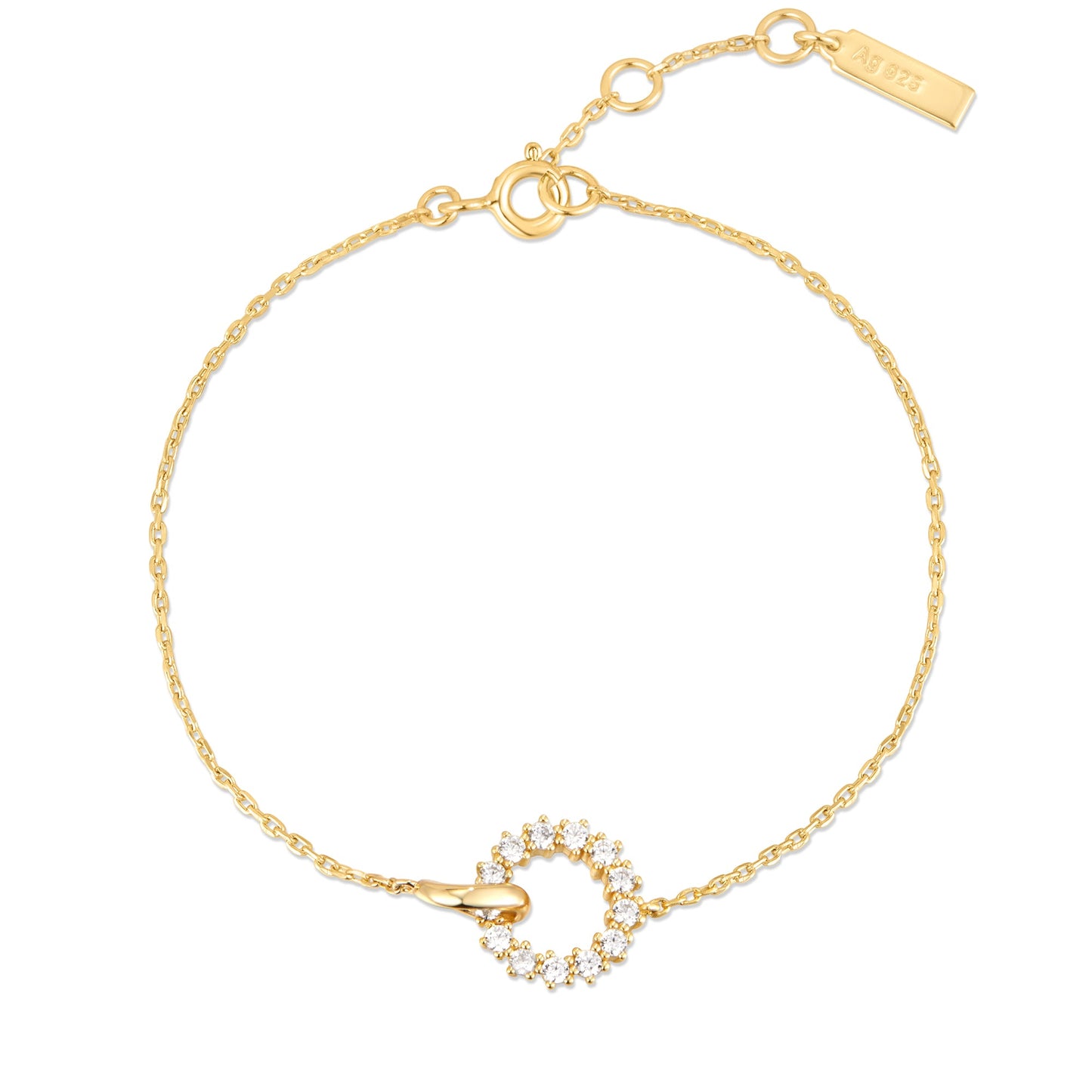 Gold Interlinked Circles Pavé Bracelet - top view
