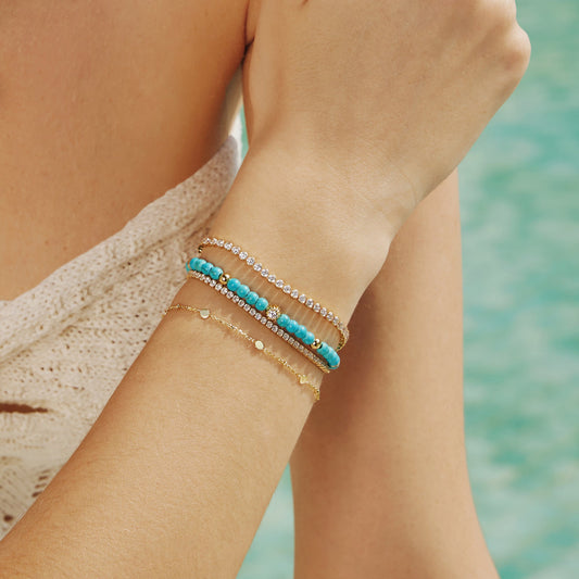 Gold Lab Created Turquoise Bracelet