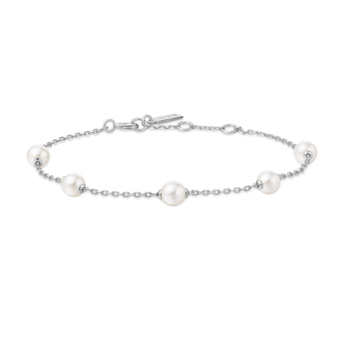 Silver Shell Pearl Station Bracelet