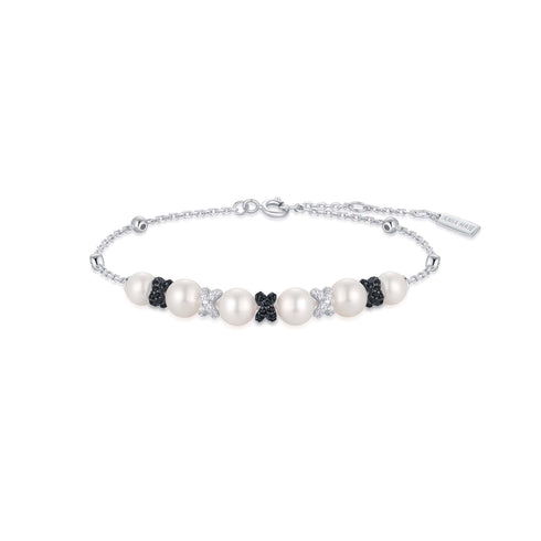 Two-Tone Sparkling Braided Shell Pearl Bracelet