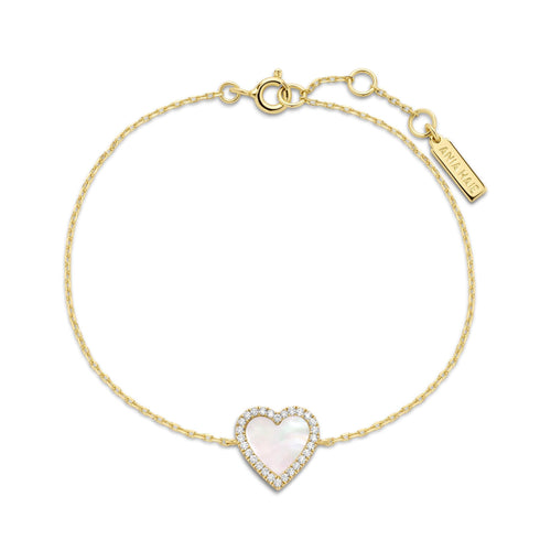 Gold Mother of Pearl Halo Heart Bracelet