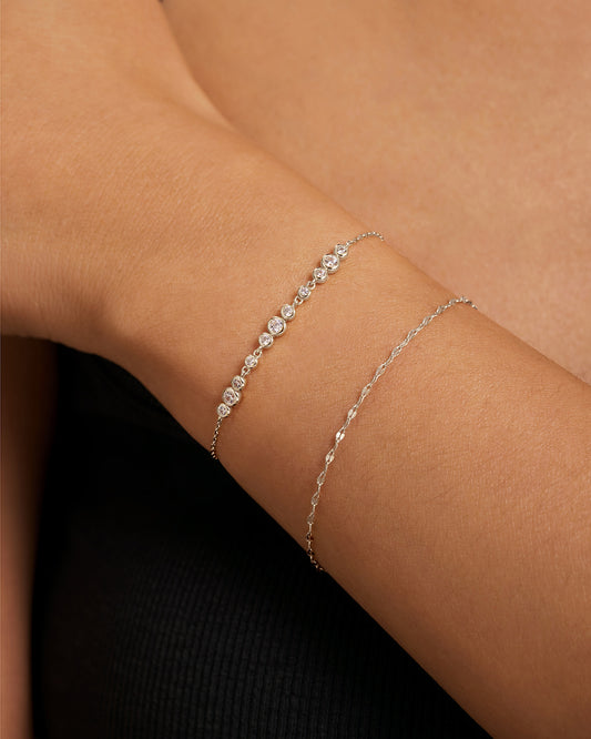 Silver Graduated Bezel-Set Trios Bracelet