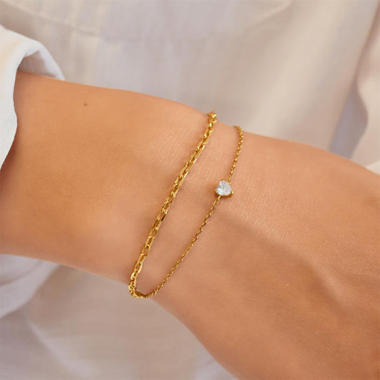 Gold Sparkle Heart Bracelet