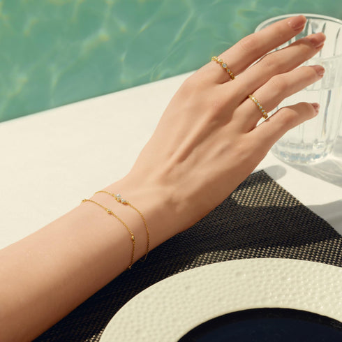 Gold Classic Bezel-Set Station Bracelet