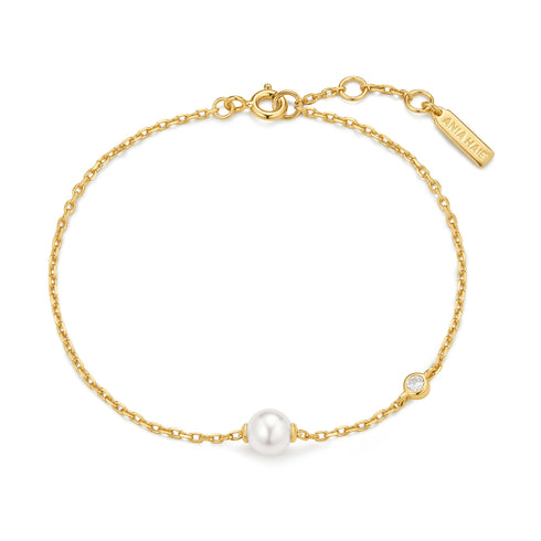 Gold Shell Pearl & Bezel-Set Sparkle Bracelet