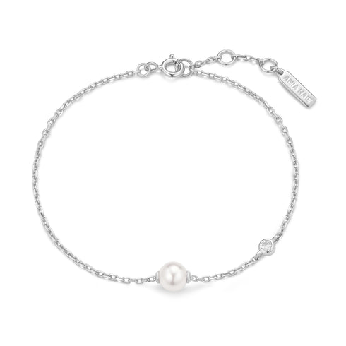 Silver Shell Pearl & Bezel-Set Sparkle Bracelet
