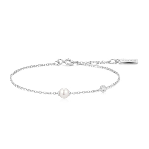 Silver Shell Pearl & Bezel-Set Sparkle Bracelet