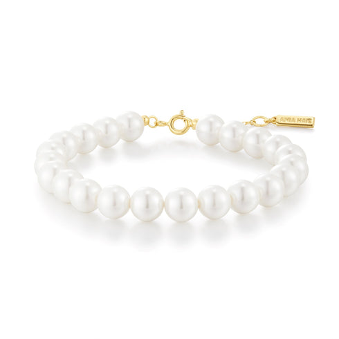 Gold Classic Shell Pearl Beaded Bracelet
