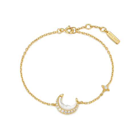 Gold Mother-of-Pearl Crescent Moon Bracelet