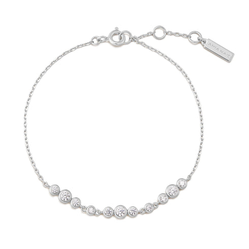 Silver Graduated Bezel-Set Trios Bracelet