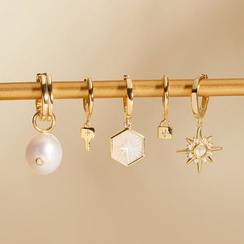 Gold Key Huggie Hoop Earrings