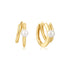 Gold Parallel Duo Freshwater Pearl Huggies