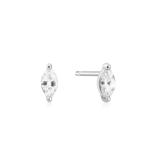 Silver Marquise Solitaire Studs