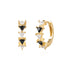 Gold Black/White Triangular Cubic Zirconia Huggies