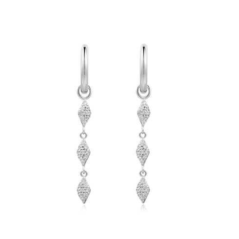 Silver Pavé Sparkle Drop Huggies