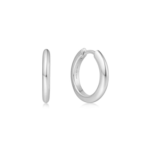 Silver Tube Small Huggie Hoop Earrings