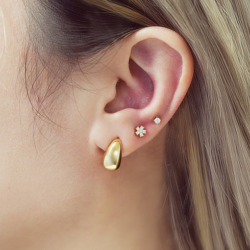 Gold Small Dome Hoop Earrings