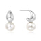 Silver Shell Pearl Dome Hoop Earrings