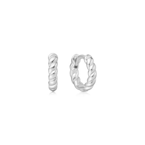 Silver Texture Small Huggie Hoop Earrings