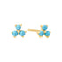 Gold Lab Created Turquoise Lotus Stud Earrings
