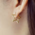 Gold Medium Star Pavé Hoop Earrings