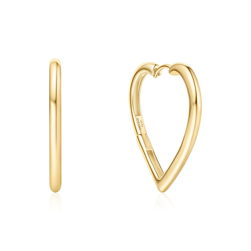 Gold Large Heart Hoop Earrings