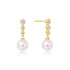 Gold Tennis Beaded Stone Shell Pearl Drop Stud Earrings