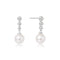 Silver Tennis Beaded Stone Shell Pearl Drop Stud Earrings