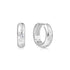 Silver Small Chubby Sparkling Huggie Hoop Earrings