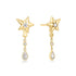 Gold Sparkling Star Drop Stud Earrings