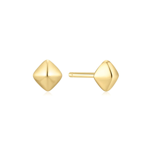 Gold Pyramid Glam Stud Earrings