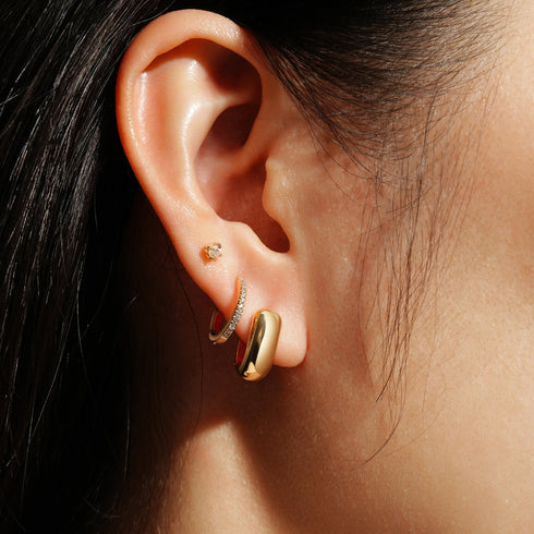 Gold Mini U-Shaped Huggie Hoop Earrings