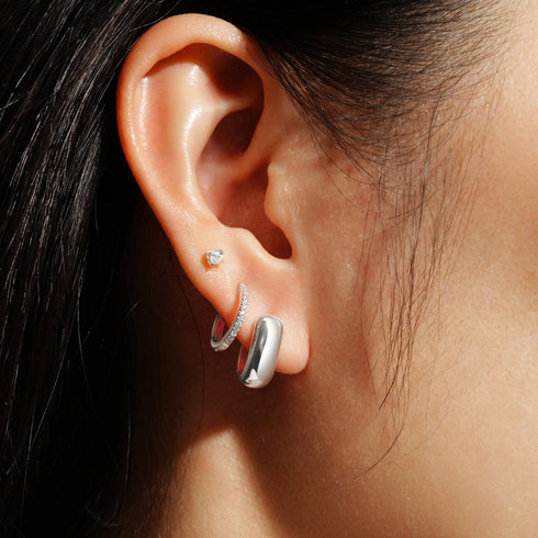 Silver Mini U-shaped Huggie Hoop Earrings