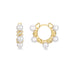 Gold Sparkling Braided Shell Pearl Huggie Hoop Earrings
