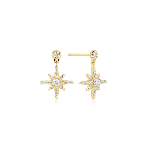 Gold Dangling Nova Star Stud Earrings