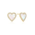 Gold Mother of Pearl Halo Heart Stud Earrings