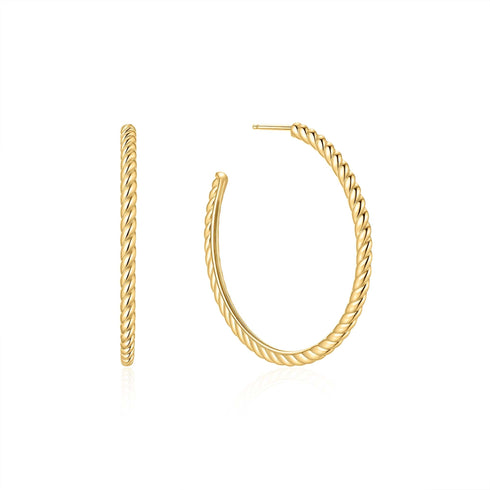 Gold Twisted Oversized Hoop Earrings
