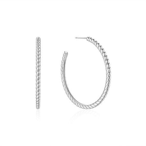 Silver Twisted Oversized Hoop Earrings