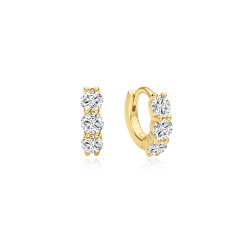 Gold Trio Sparkle Huggie Hoop Earrings