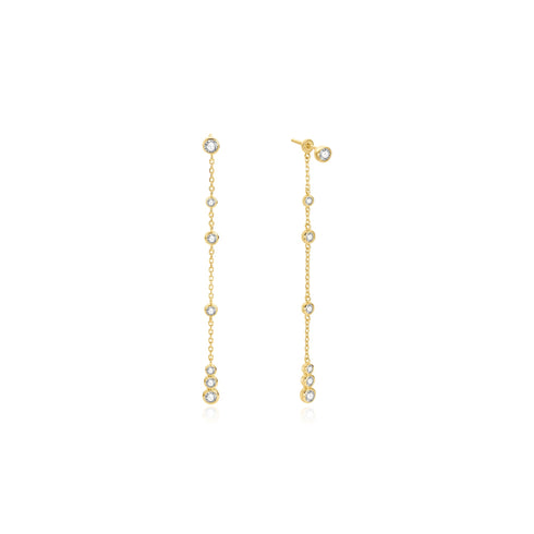 Gold Cascade Station Drop Stud Earrings