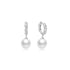Silver Shell Pearl Dangling Twisted Huggie Hoop Earrings