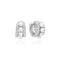 Silver Sparkling Shell Pearl Row Huggie Hoop Earrings