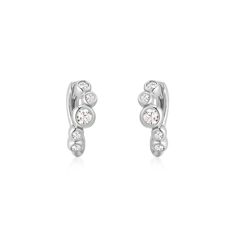 Silver Small Sparkling Tide Huggie Hoop Earrings