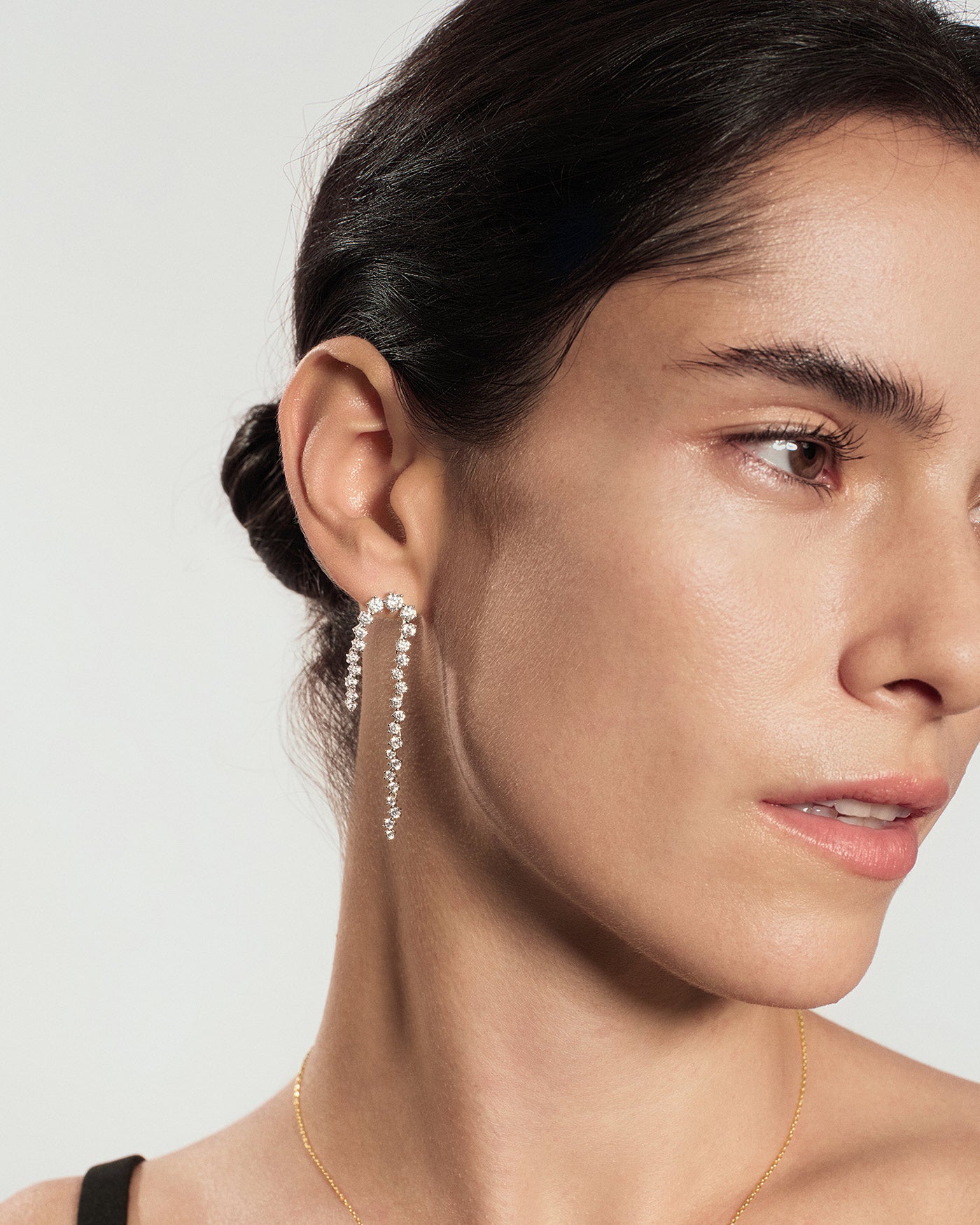 Silver Sparkling Zig-Zag Drop Stud Earrings
