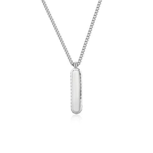 Excliv Jester Silver Necklace with Long Oval Pendant
