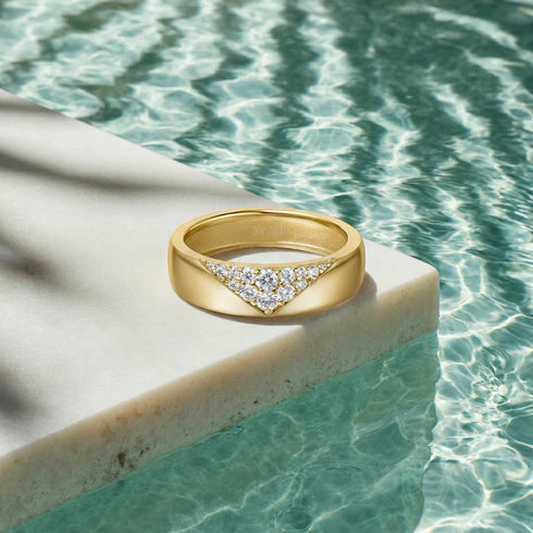 Excliv Cleo Gold Ring with Crystal Detail