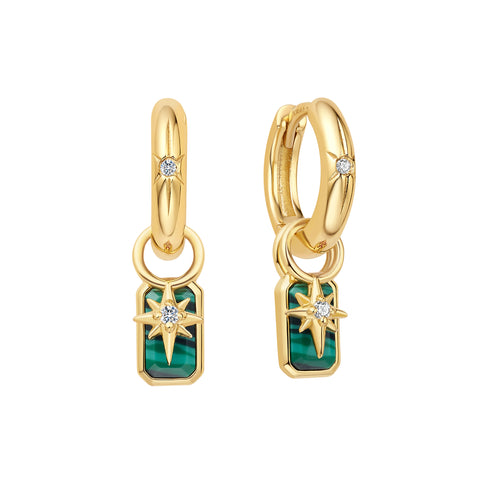 Gold Faceted Green Earring Charm