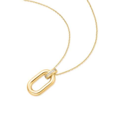 Gold Oval Hoop Pendant Necklace