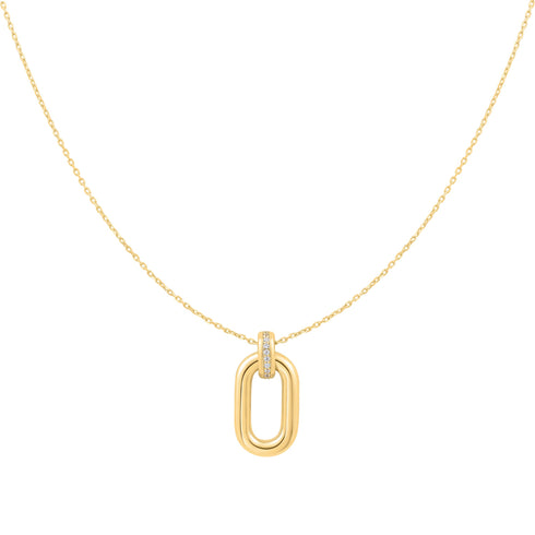 Gold Oval Hoop Pendant Necklace