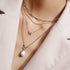 Silver Linked Shell Pearl Drop Pendant Necklace